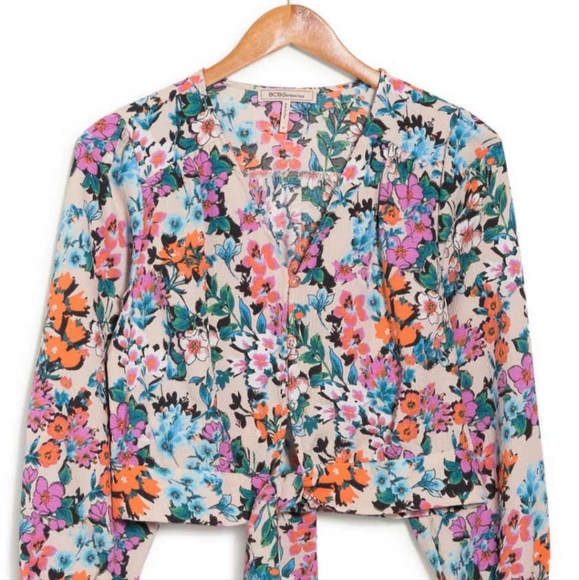 BCBGeneration Long Sleeve Tie Front Top - Picture 2 of 3